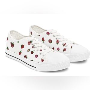 Women White Sneakers Strawberries design from Marie Manon Corbeil